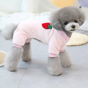 1pc Pet Fleece Jumpsuit, Suitable For Dogs And Cats, For Pet Warmth Pink