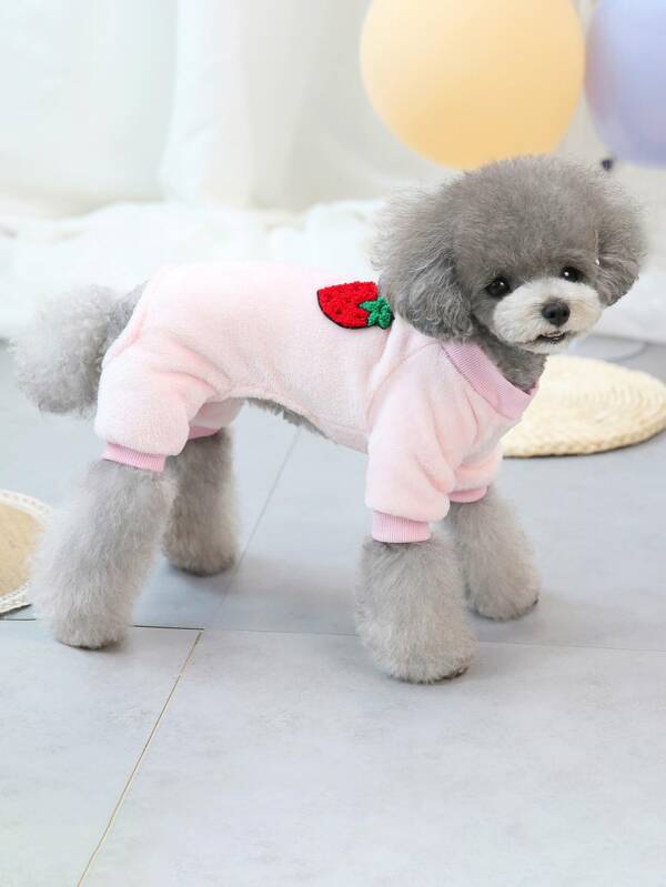 1pc Pet Fleece Jumpsuit, Suitable For Dogs And Cats, For Pet Warmth Pink