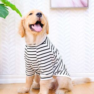 Summer Thin Dog Clothes For Large Dogs, Labrador, Border Collie, Golden Retriever, Anti-Shedding Short Sleeve Black and White