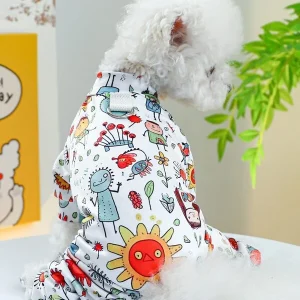 1pc Soft & Comfortable Pet Clothes - Floral Pattern Casual Outfit With D-Ring, Ideal For Dogs/Cats, Fairytale Kingdom Multicolor