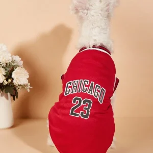 1pc Red Pet Clothes, Breathable Mesh Basketball Jersey, For Small Medium And Large Dogs, Small Corgis, Cats Red