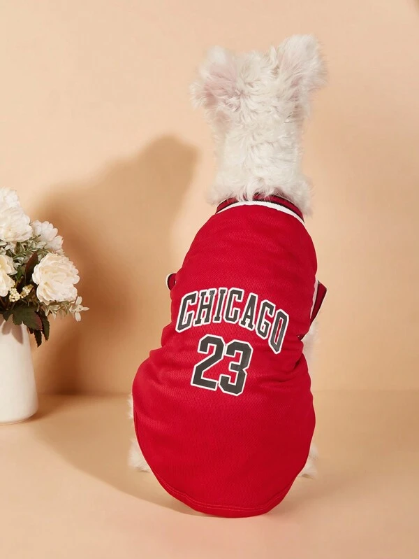 1pc Red Pet Clothes, Breathable Mesh Basketball Jersey, For Small Medium And Large Dogs, Small Corgis, Cats Red