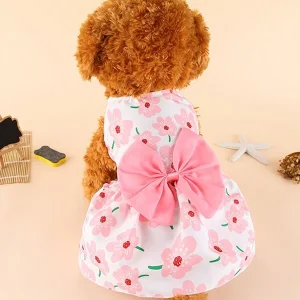 1pc Pink Bow-Knot Skirt For Pets In Spring/Summer Pink