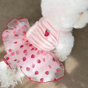 Summer Thin Yarn Skirt For Small Dogs Such As Pomeranian, Bichon, Teddy, Yorkie, Schnauzer, Etc. Pink