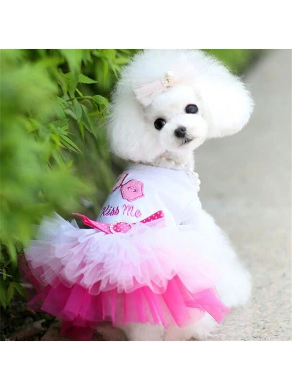 Spring/Summer Pet Dog Clothes, Cat Clothes, Pet Dress, Pet Supplies, Lip Tulle Skirt, Heart Shaped Multicolor