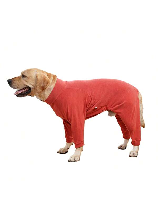 Dog Pullover Pajamas Home Wear, Dog Recovery Suit Pet Jacket Vest Cozy Jumpsuit Jumpsuit Apparel Outfit Clothes For Small, Medium, Large Dogs Walking Hiking Travel Sleep Red