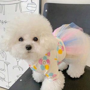 1Pc Spring Summer Pet Clothes Kitten Puppy Colorful Gauze Skirt Small And Medium-Sized Dog Sweet Princess Dress Yorkshire Poodle Multicolor