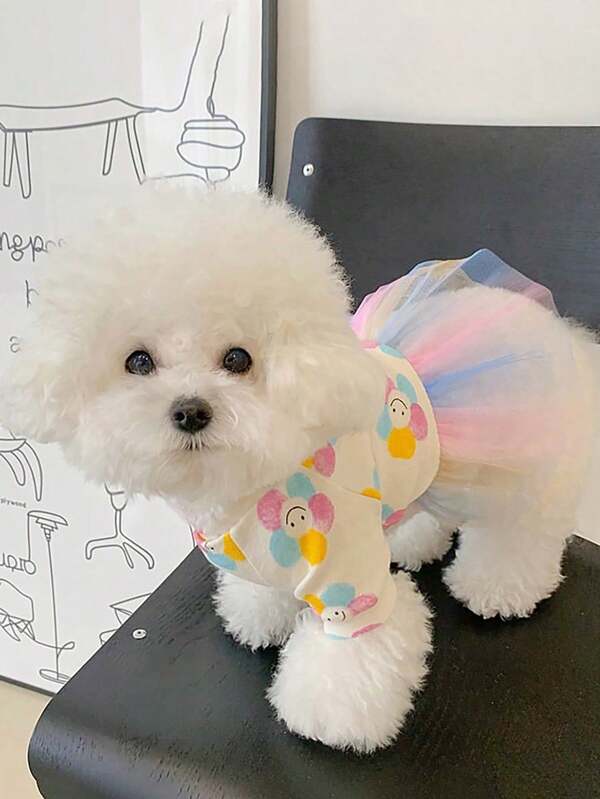 1Pc Spring Summer Pet Clothes Kitten Puppy Colorful Gauze Skirt Small And Medium-Sized Dog Sweet Princess Dress Yorkshire Poodle Multicolor