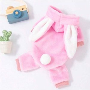 Cute Rabbit Cosplay Pet Hoodie, Warm For Cats And Dogs In Winter Pink