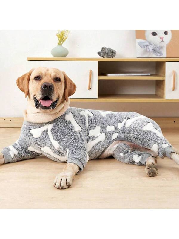 Dog Pajamas Warm Dog Coat Pjs Thermal Sweater Dog Stretchy Winter Jumpsuit Pet Outfits For Small Large Medium Dogs Grey