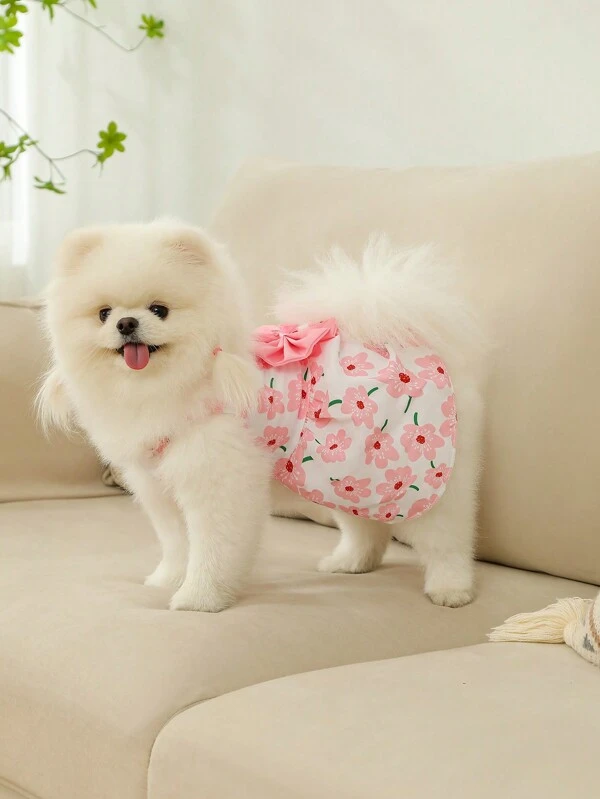 1pc Pink Bow-Knot Skirt For Pets In Spring/Summer For Small And Medium Sized Cats And Dogs Pink