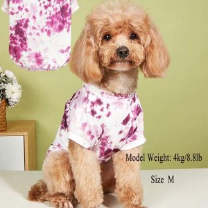 1pc Tie-Dye Vest T-Shirt For Cats, Teddy Dogs, And Small Pets Clothes Hot Pink